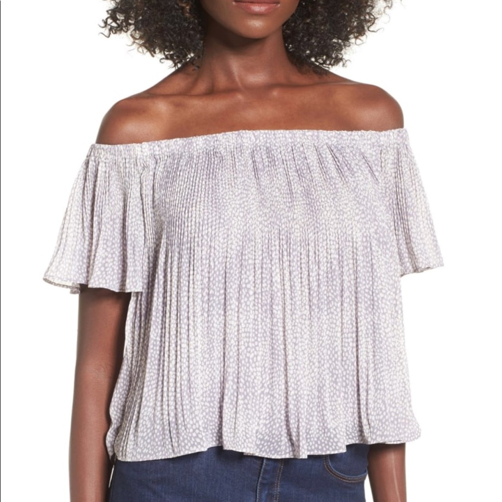 Off the shoulder pleated top by Storee, size M